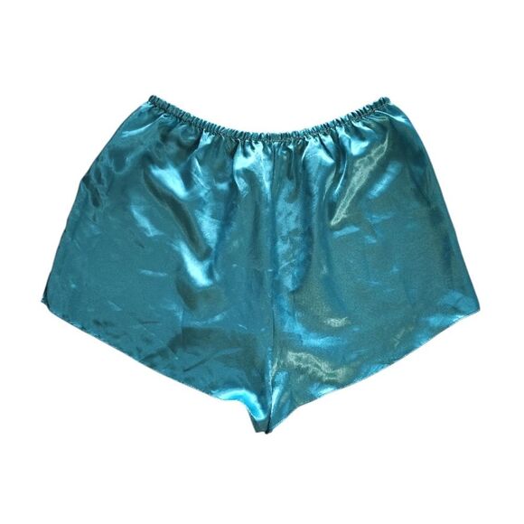 VTG 80s Turquoise Satin Sleeveless Top And Shorts Pajama Set Size 1X *Med/ Lrg - Picture 11 of 15